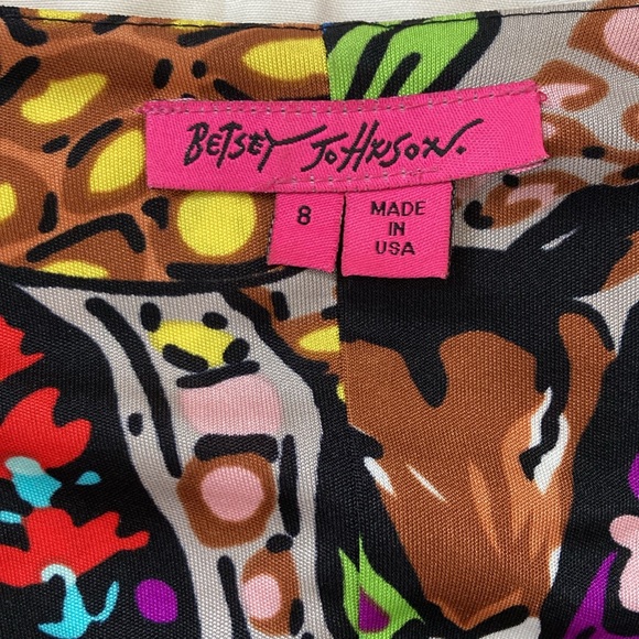 BETSY JOHNSON | Boho 🌸 multicolor Angel Wing Bell Sleeve Mini Dress size 8 - Picture 5 of 14